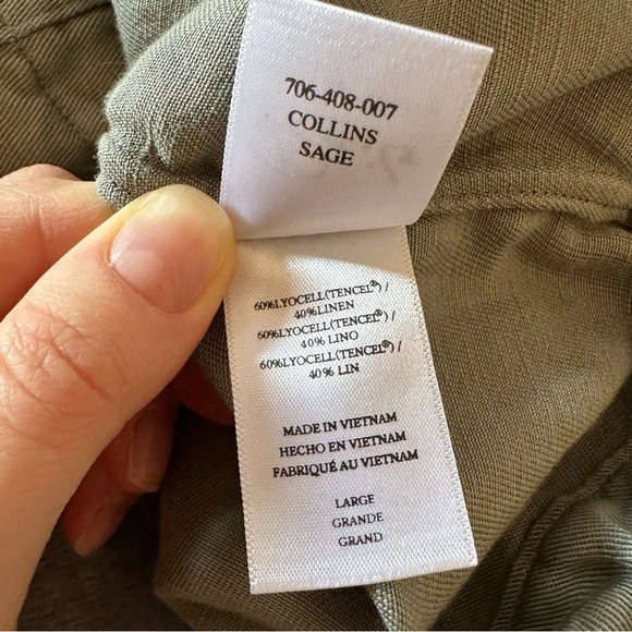 RAILS COLLINS JACKET Linen Blend Sage Military Moto Zip Up Snaps Pockets Size L - Picture 14 of 16